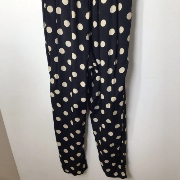 Anthropologie Corey Lynn Colter jumpsuit blue tan polka dot medium USA - Picture 3 of 9
